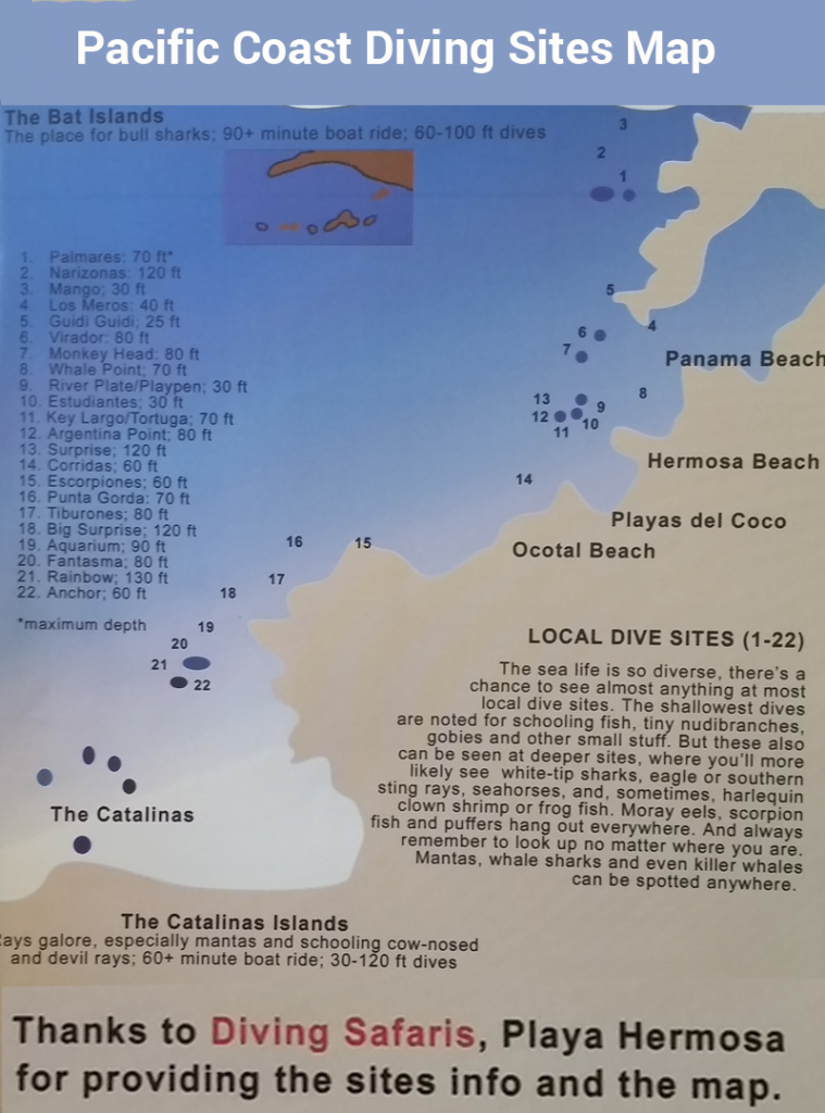 Scuba Diving Sites Map Costa Rica Vacation