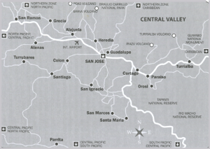 Map Costa Rica Cental Valley